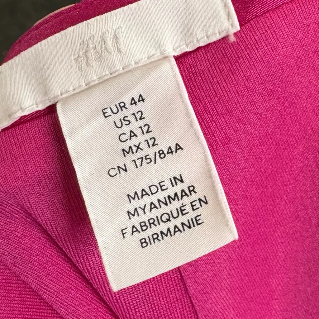 H&M Hot Pink Side Zip Satin Mini Skort 12 - Image 4