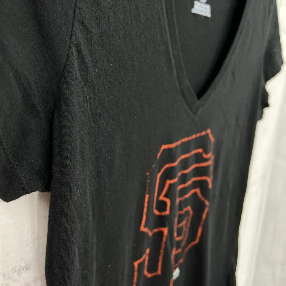 Majestic LARGE Black Giants Baseball MLB Fitted Tee Shirt T-Shirt Short Sleeve - Image 4