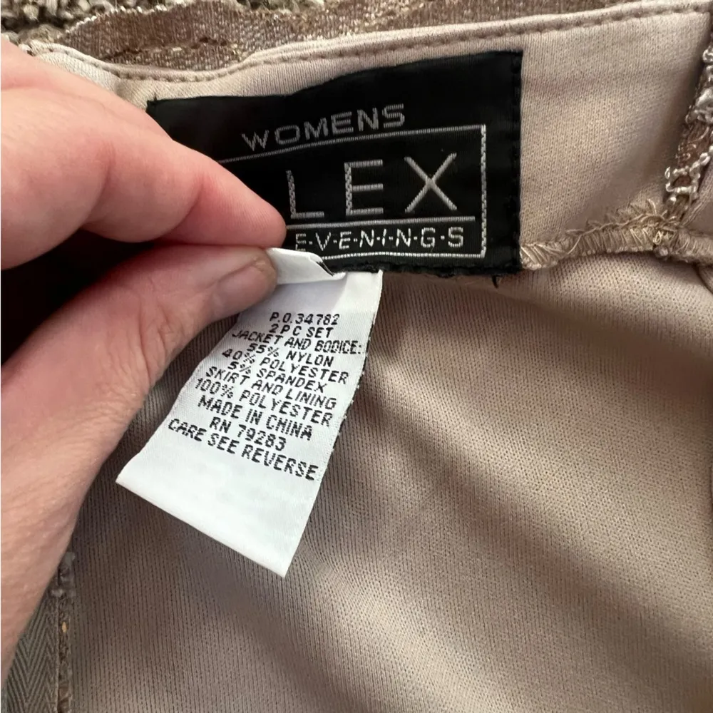 NWT Alex Evenings gold tan beige satin and sequin bodice Maxi Dress lace sz 22 - Image 6