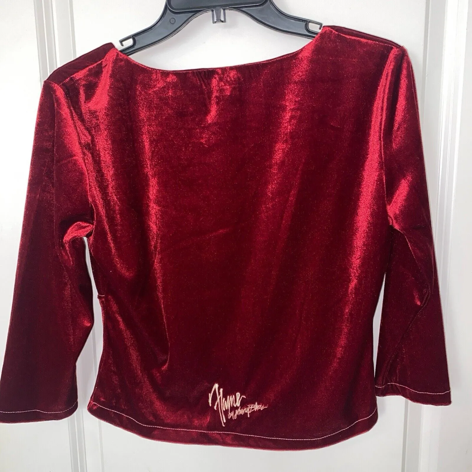 Women's Johnny Blaze Flames Vintage Dead Stock Stretch Velour Crop Top Red Large - Image 2