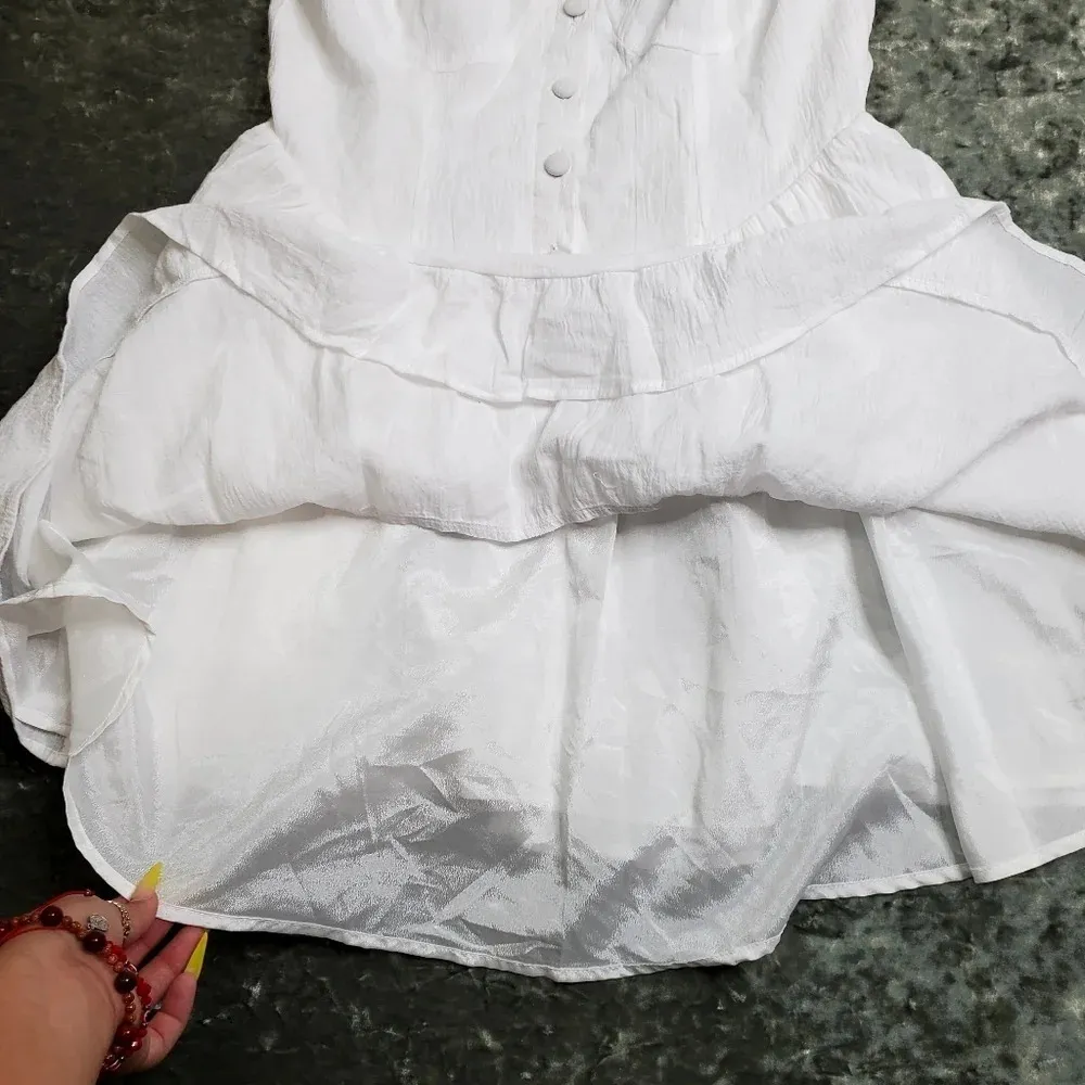 Nasty Gal White Cup Detail Frill Hem Mini Dress - Image 7