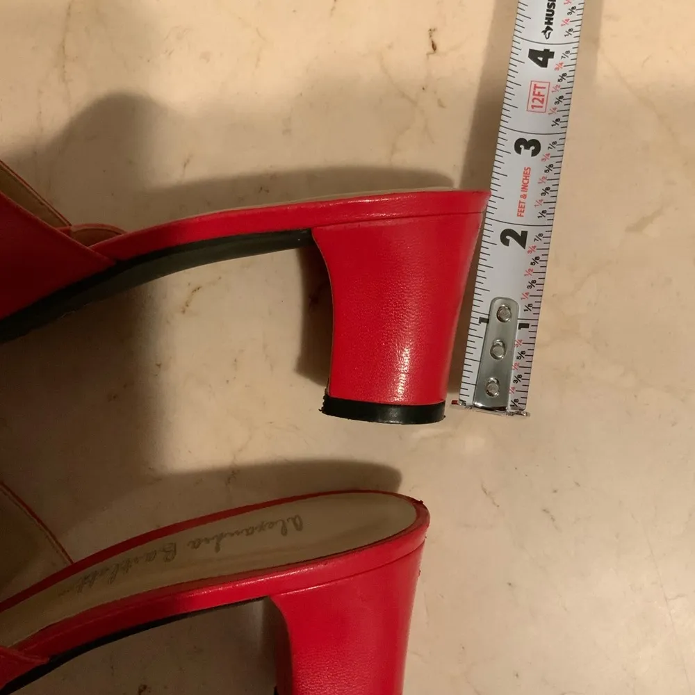 Alexandra Bartlett Woman’s Red Leather Slide Heels Size 7.5 - Image 3