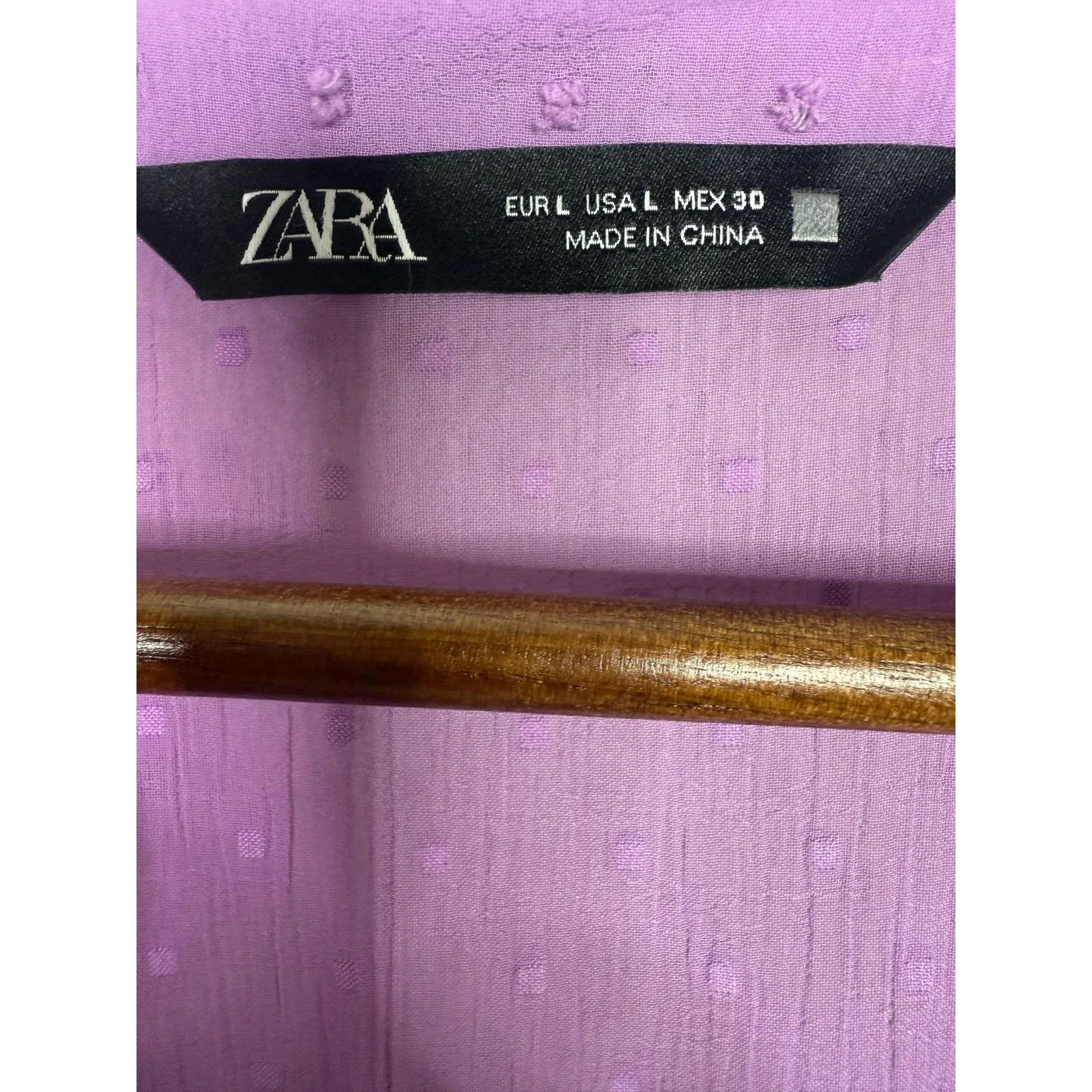 Zara Long Sleeve Ruffle Elastic Cuffs Flounced Hem 3 Buttons Mini Dress L Purple - Image 8