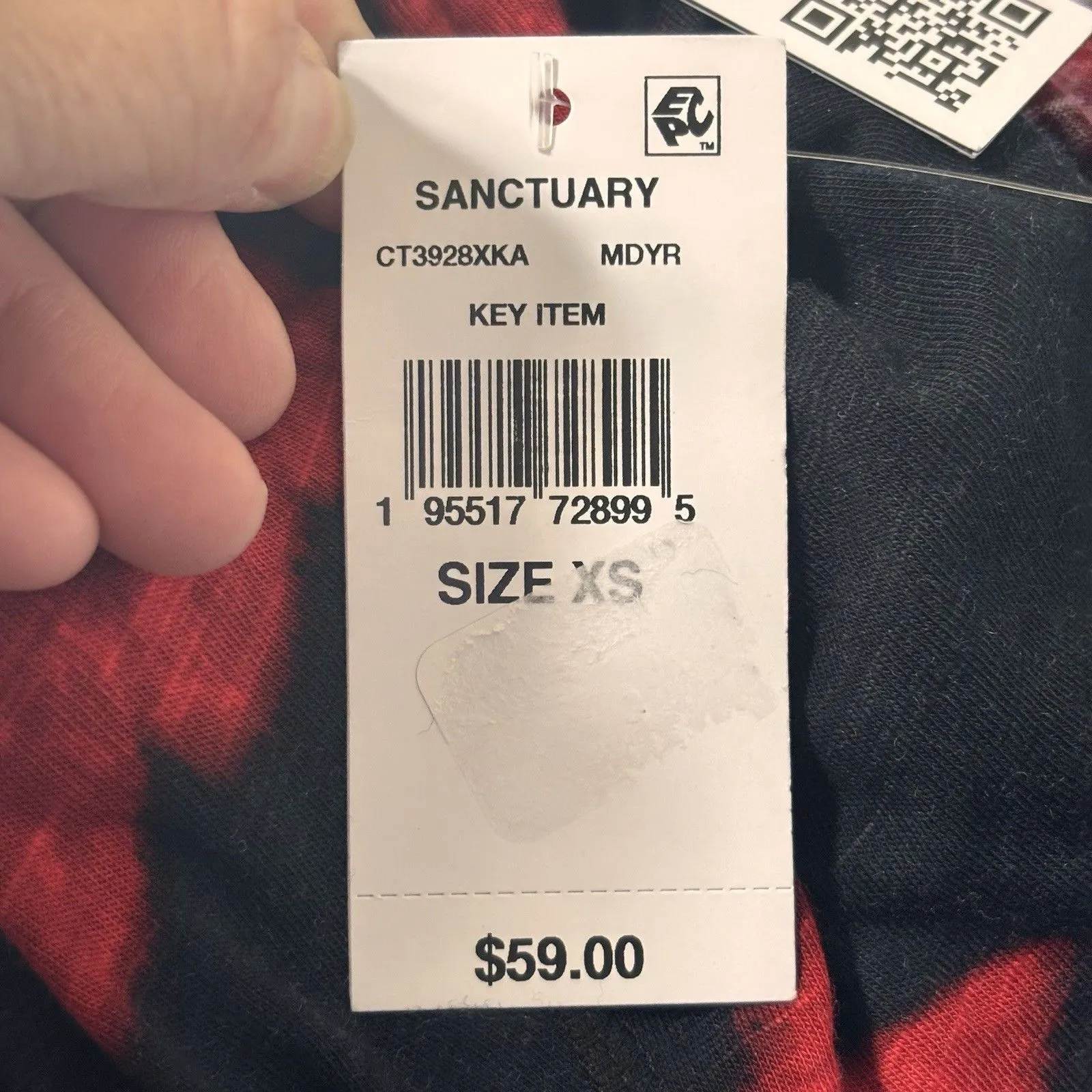 Sanctuary Womens Size XS Long Sleeve V Neck Tee Black Red Roses NWT $59 - Image 6