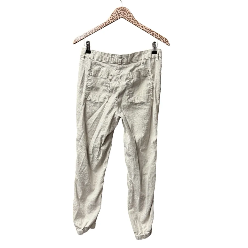Frank & Eileen Jameson Utility Joggers Cropped Pants Linen Blend Cream 6 - Image 4