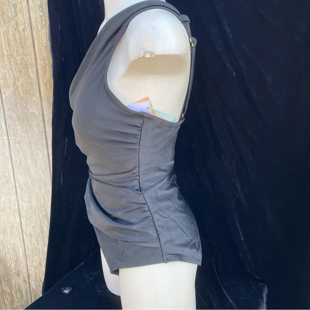 Women's Tummy Control One Shoulder Ruched Full Coverage Swimsuit Size L - Image 5