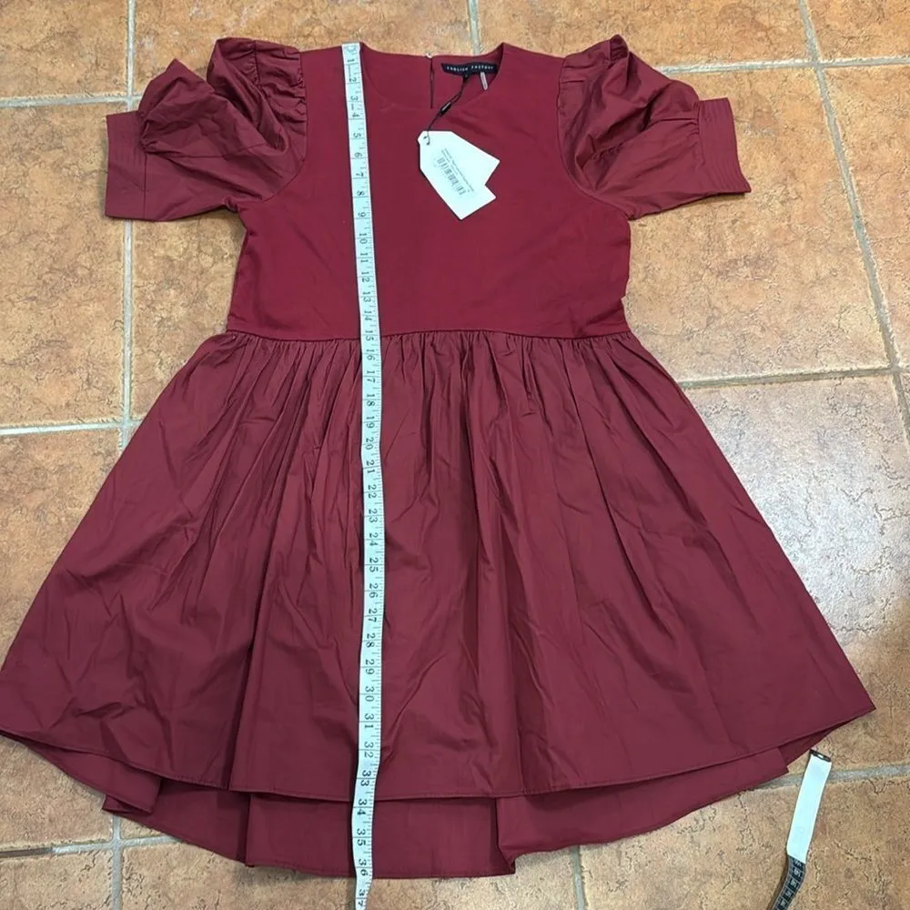 NWT English Factory Puff Sleeve High Low Knit Combo Dress size S - Image 12