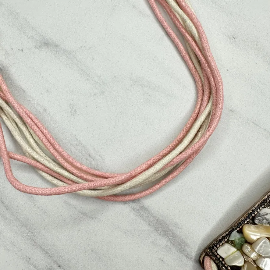 Womens Chunky Shell Chip Studded Tie Belt Boho Medium (M) Large (L) ✨ Pink - Image 13