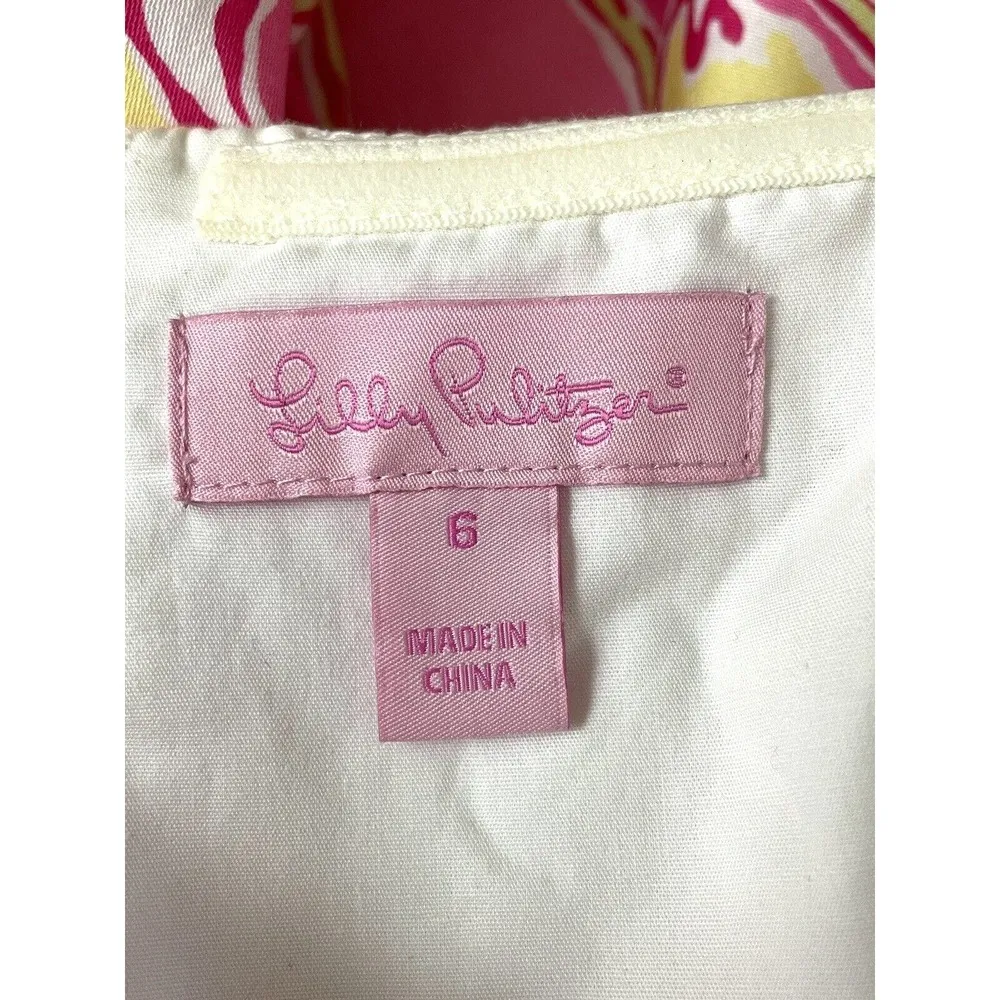 Lilly Pulitzer Day Lilly Hotty Pink Day Dress Pockets Strapless Size 6 A Line - Image 6