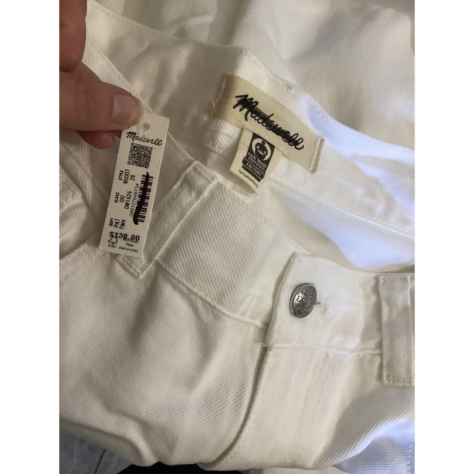 Madewell Pants Womens 26 White Superwide Leg High Waist Full Length Fair Trade - Image 4