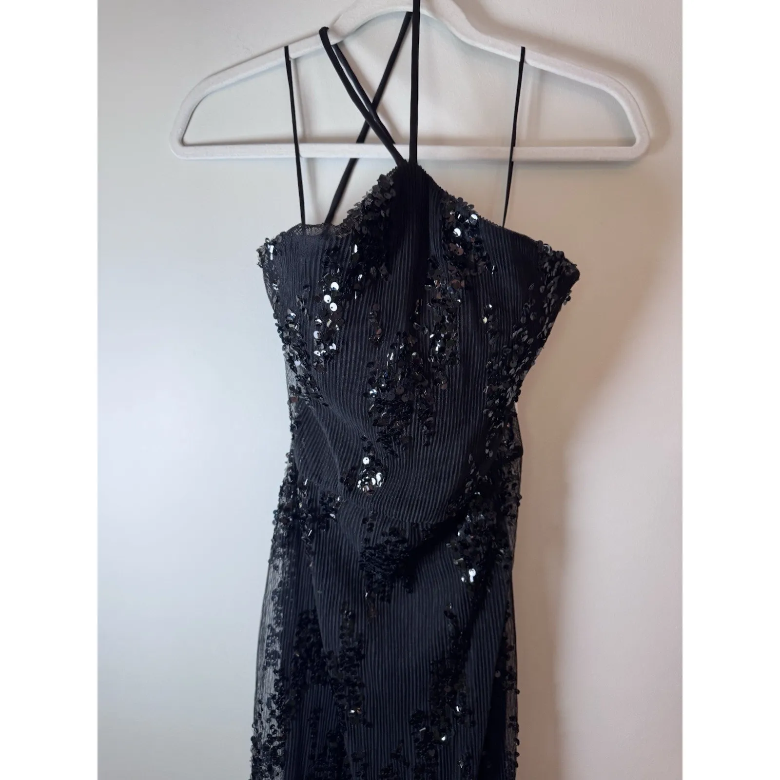 Violet Weekend Halter Neck Sequin Knit Dress Juniors Size 7/8 NWT $129 Black - Image 10