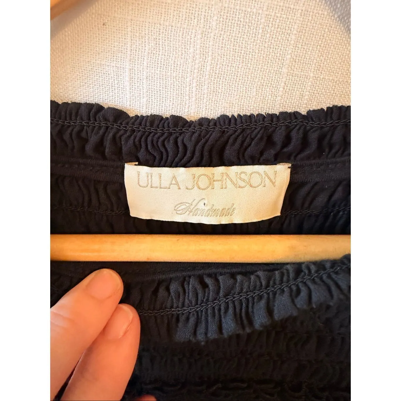 Ulla Johnson Amelia smocked cotton-jersey and poplin blouse in black Size 6 - Image 3