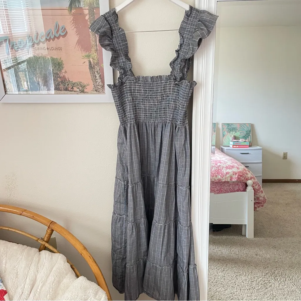 Hill House Ellie Nap Midi Dress in Blue Multi Plaid Size XS - Image 5