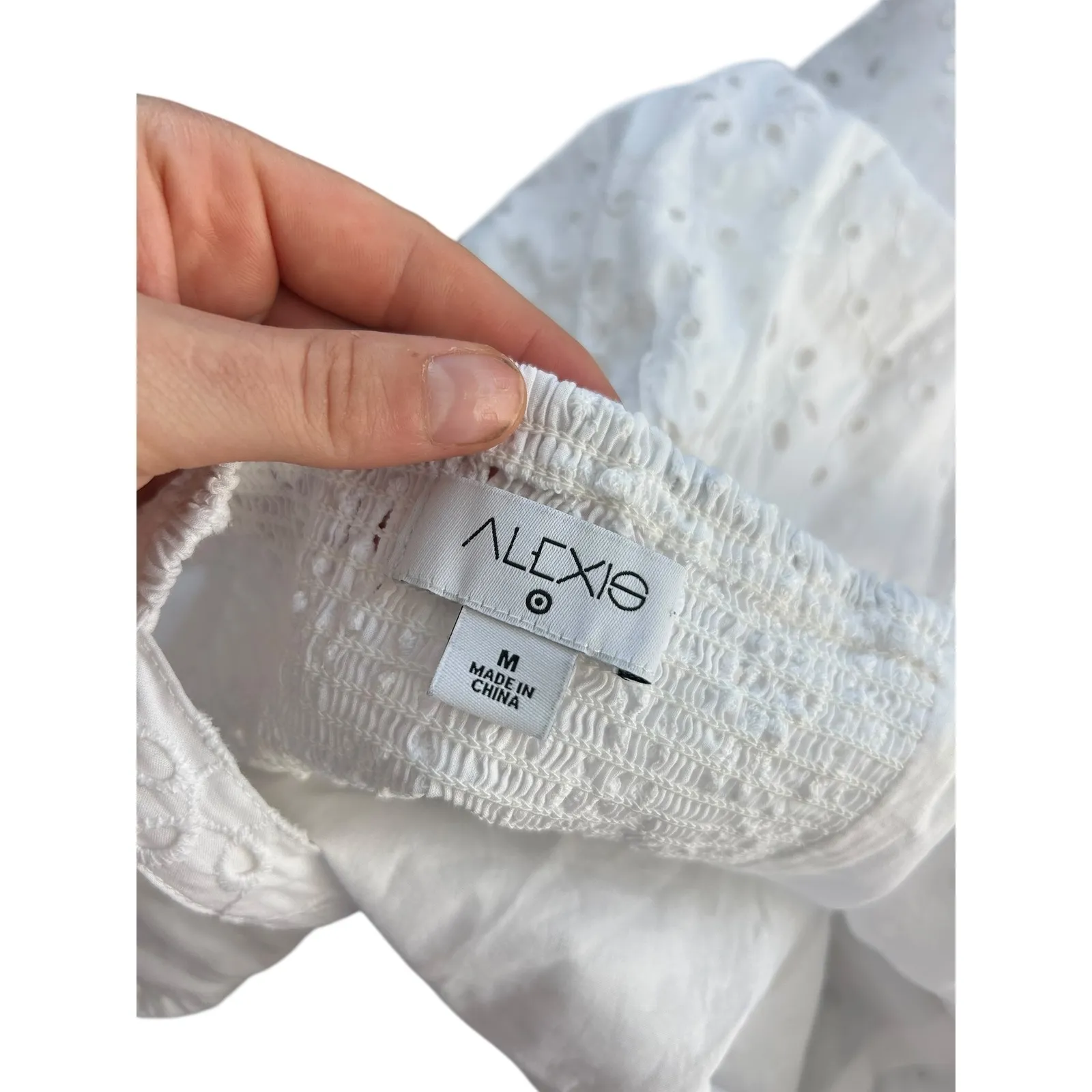 Alexis for Target White Eyelet Sleevless Pleated Mini Dress Ruffle Summer Casual - Image 9