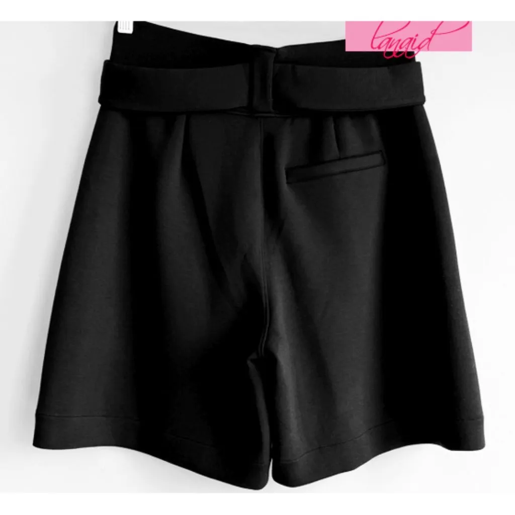 Spanx AirEssentials Bermuda Shorts Very Black High-Rise Waist Tie-Waist Belted S - Image 7