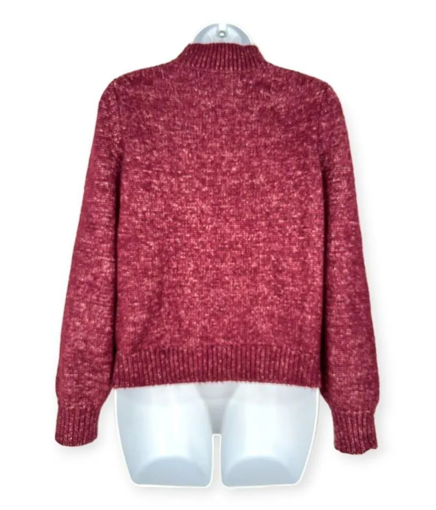Banana Republic | NWOT | Small | Cranberry Speckled Cable Knit Mock Neck Sweater - Image 5