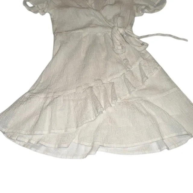 Princess Polly White Wrap Dress Ruffle Hem Short Sleeve‎ Casual Size US 10 - Image 5