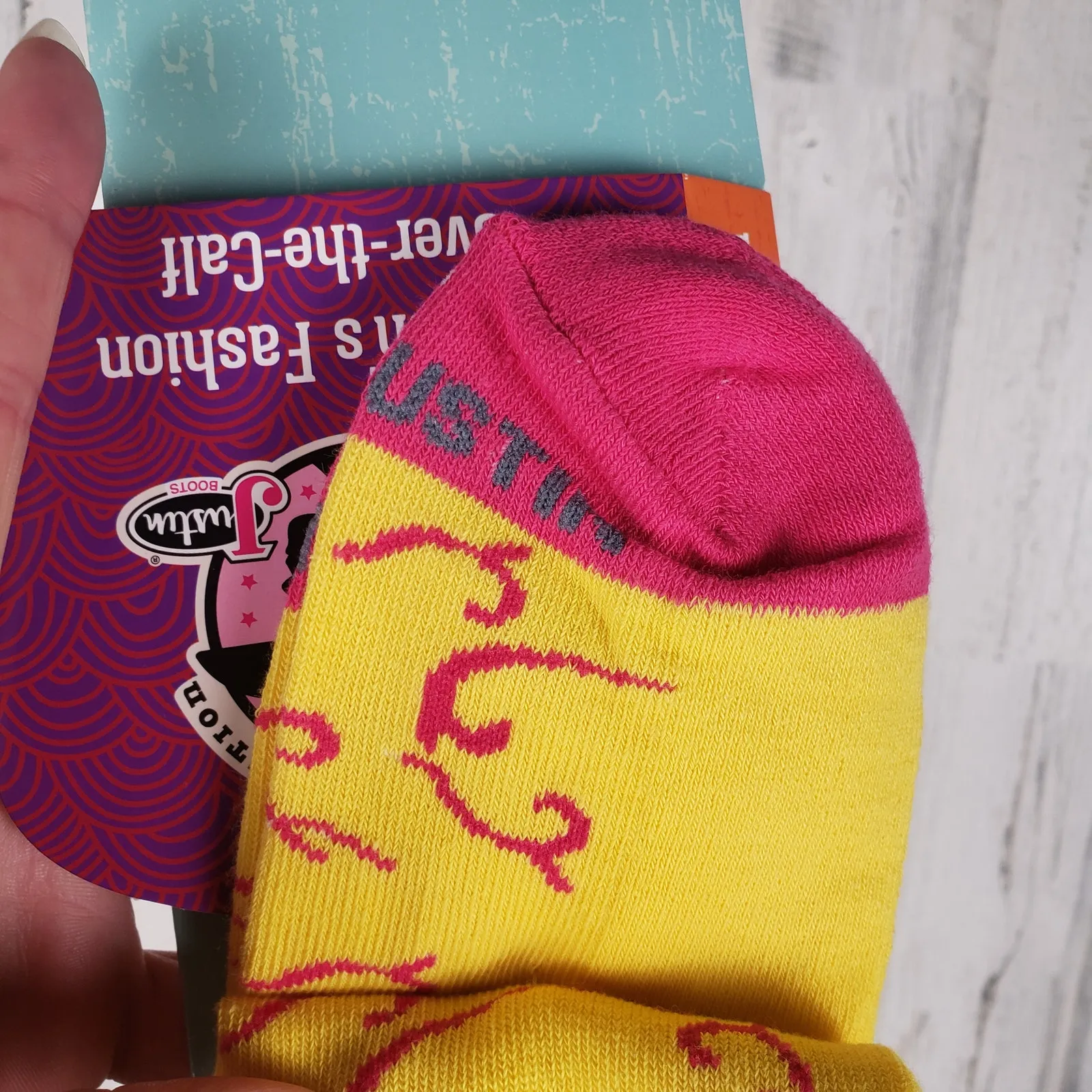 NWT Justin Boots Fashion Cushioned Sole Over The Calf Socks Women's Size Small - Image 7