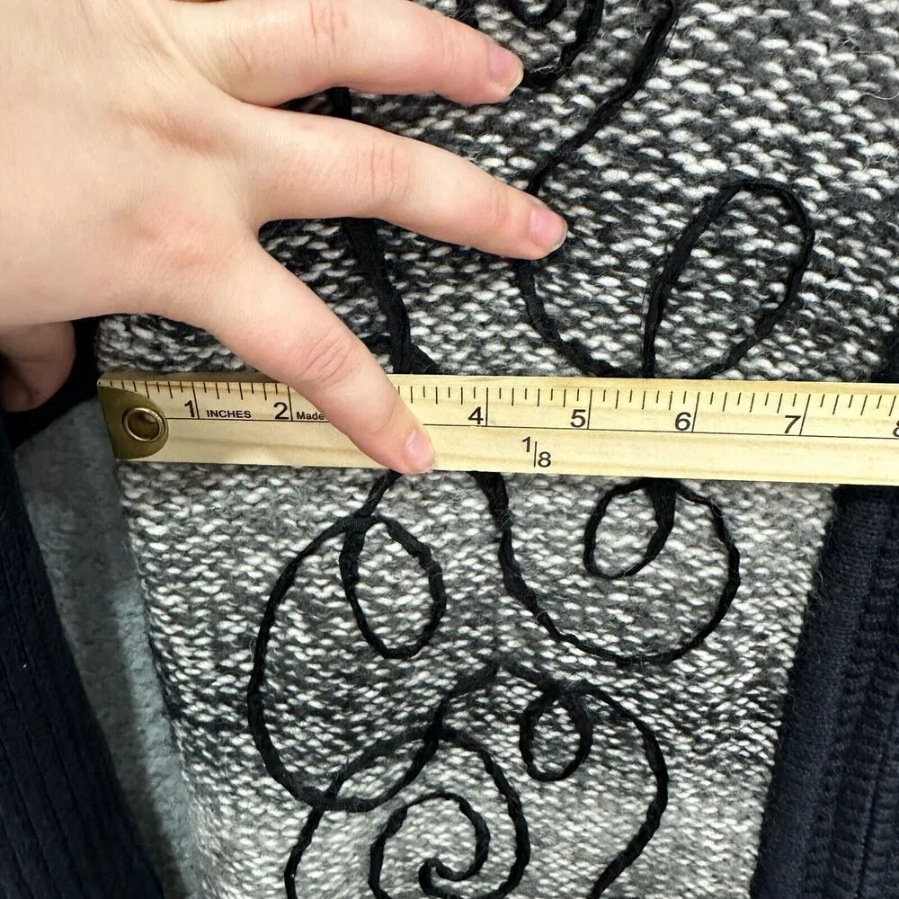 Breckenridge Cardigan Womens Medium Black Embroidered Wool Blend Full Zip Luxury - Image 6
