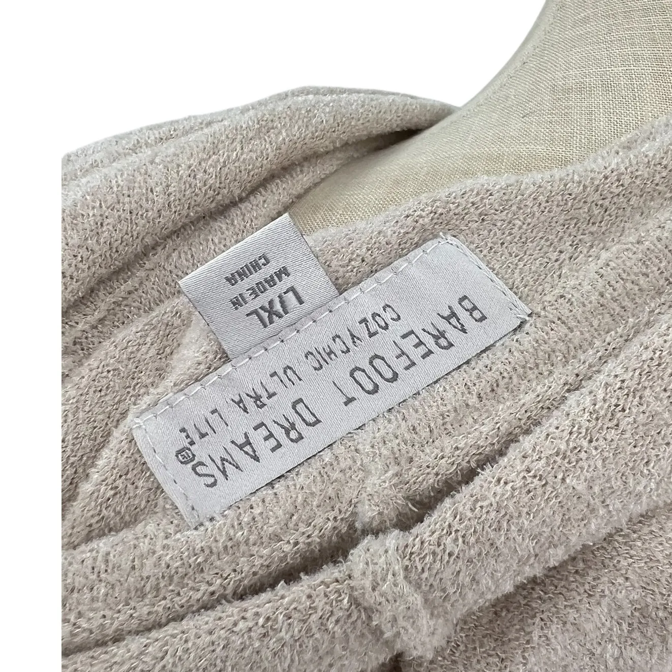 Barefoot‎ Dreams CozyChic Ultra Lite Short Sleeve Zip-Up Hoodie Cream Size L XL - Image 14