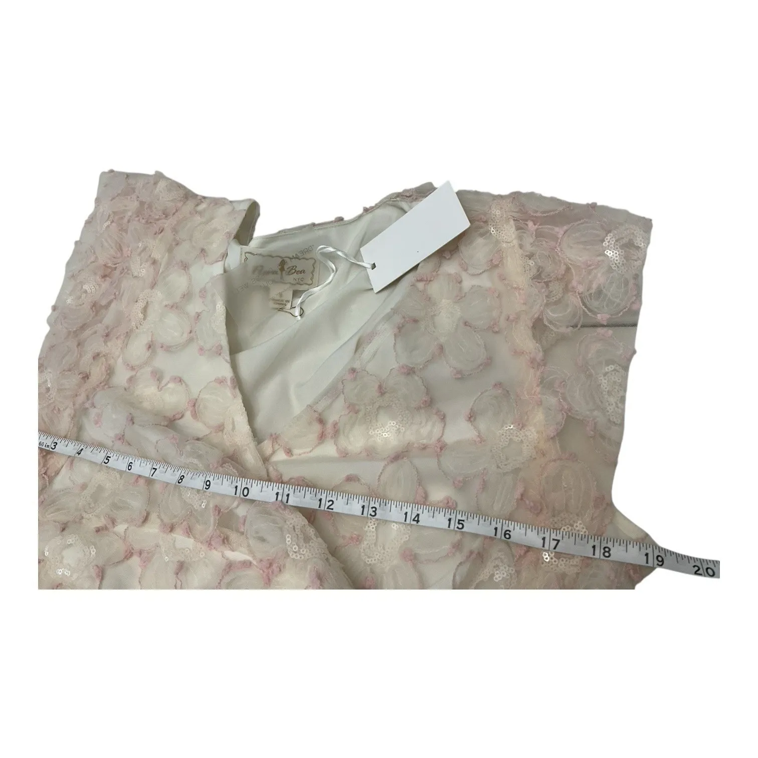 Flora Bea Porsha Dress Pink Floral Lace Maxi Wrap V Neck Cap Sleeve Small - Image 10