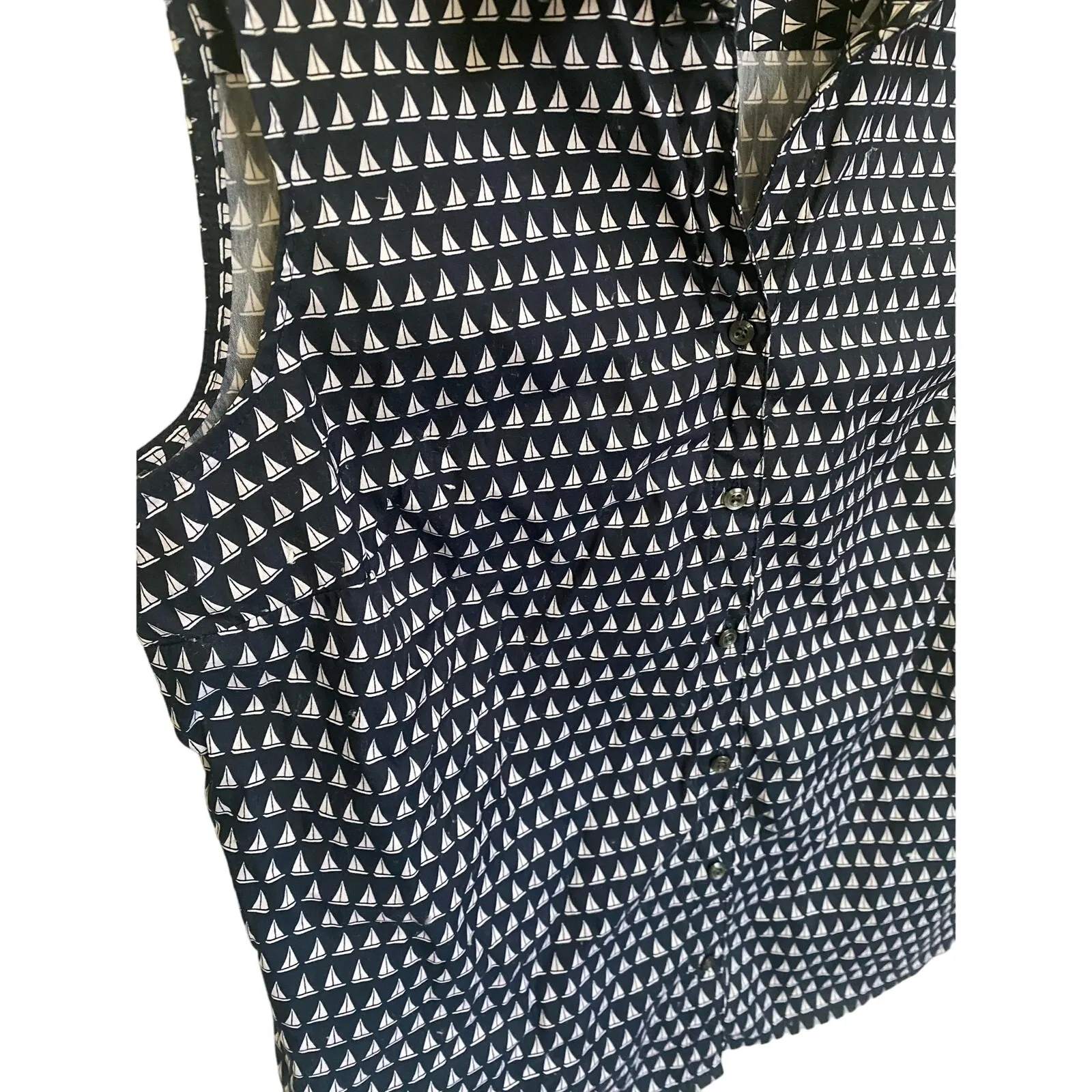 Charter Club Sleeveless Sailboat‎ Print Blouse Intrepid Blue Combo Top 10P - Image 10
