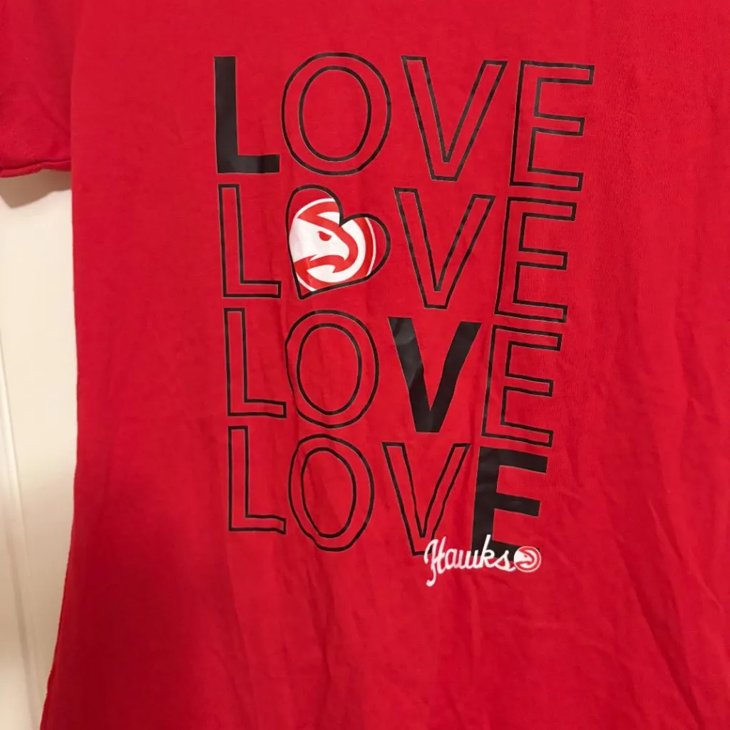 Atlanta Hawks T Shirt Women's Large Red Carl Banks 4 Her Short Sleeve Cotton NBA - Image 2