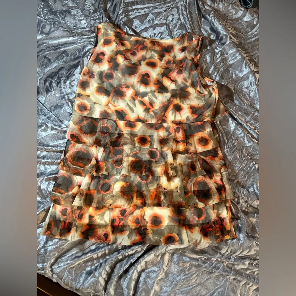 Y2K Sleeveless Top w/ Sheer Flower Ruffles Medium Yellow - Image 13