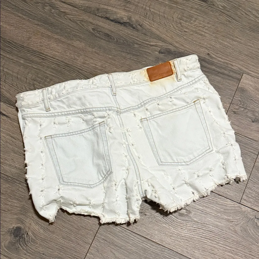 Isabel Marant White Frayed Jean Shorts - Image 2