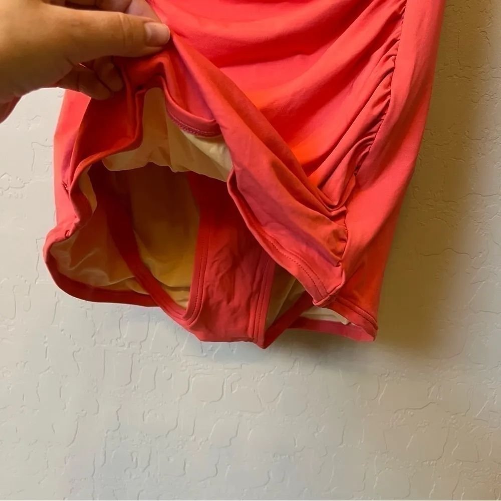 Coco Rave body contouring one piece swimsuit, orange, full coverage overskirt M - Image 6
