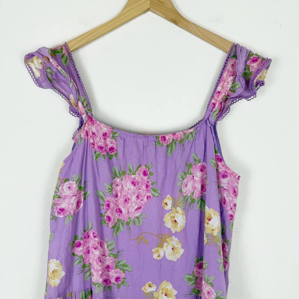 Betsey Johnson Cotton Bouquet Print Tiered Cottagecore Maxi Dress - Image 9