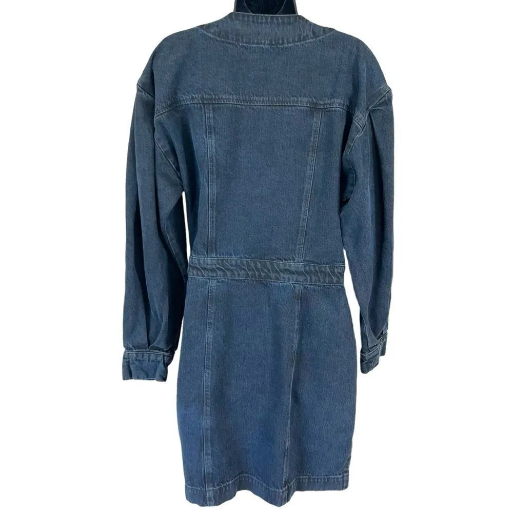 ETICA Mira Denim Wrap Dress in Black Lava Blue Size M - Image 14