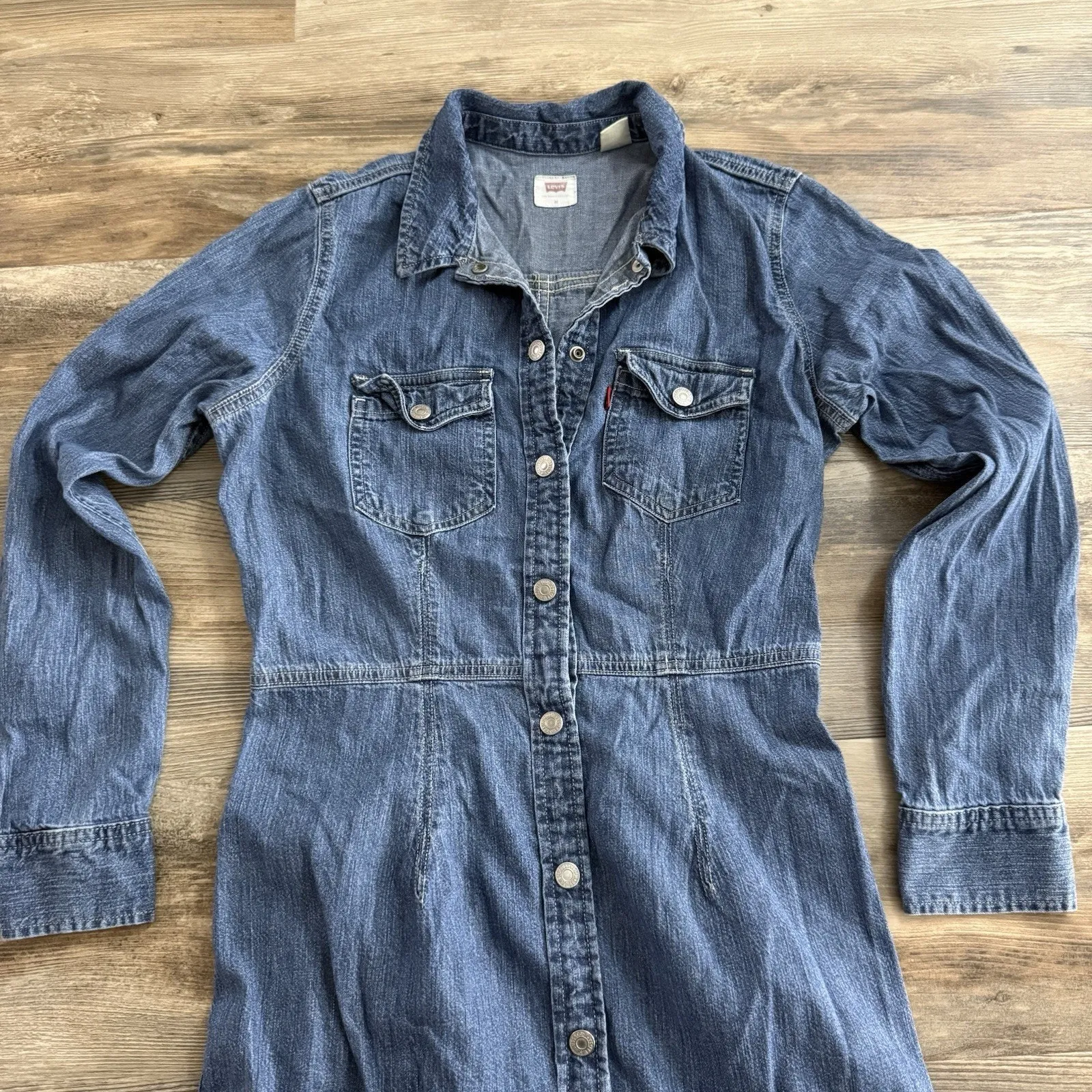 Levi’s Otto Western Denim Jean Dress Women’s Medium Long Sleeve Cotton Boho - Image 7