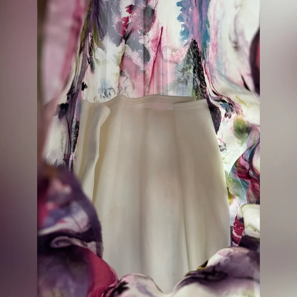 Pink Blush Floral Watercolor Midi Maxi Dress with Long Sleeves Maternity Size M - Image 5