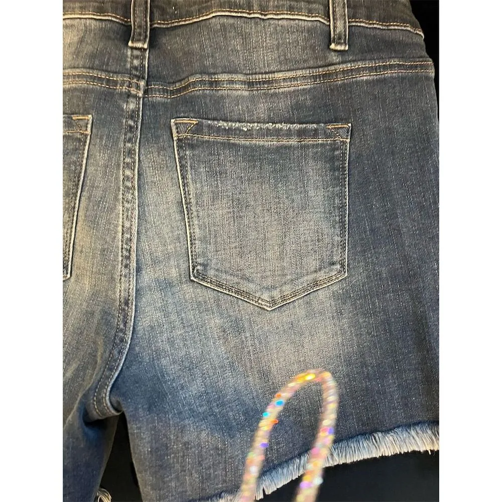 Zenana Women's Plus Size 1X Blue Denim Cut-Off Shorts Casual - Image 6