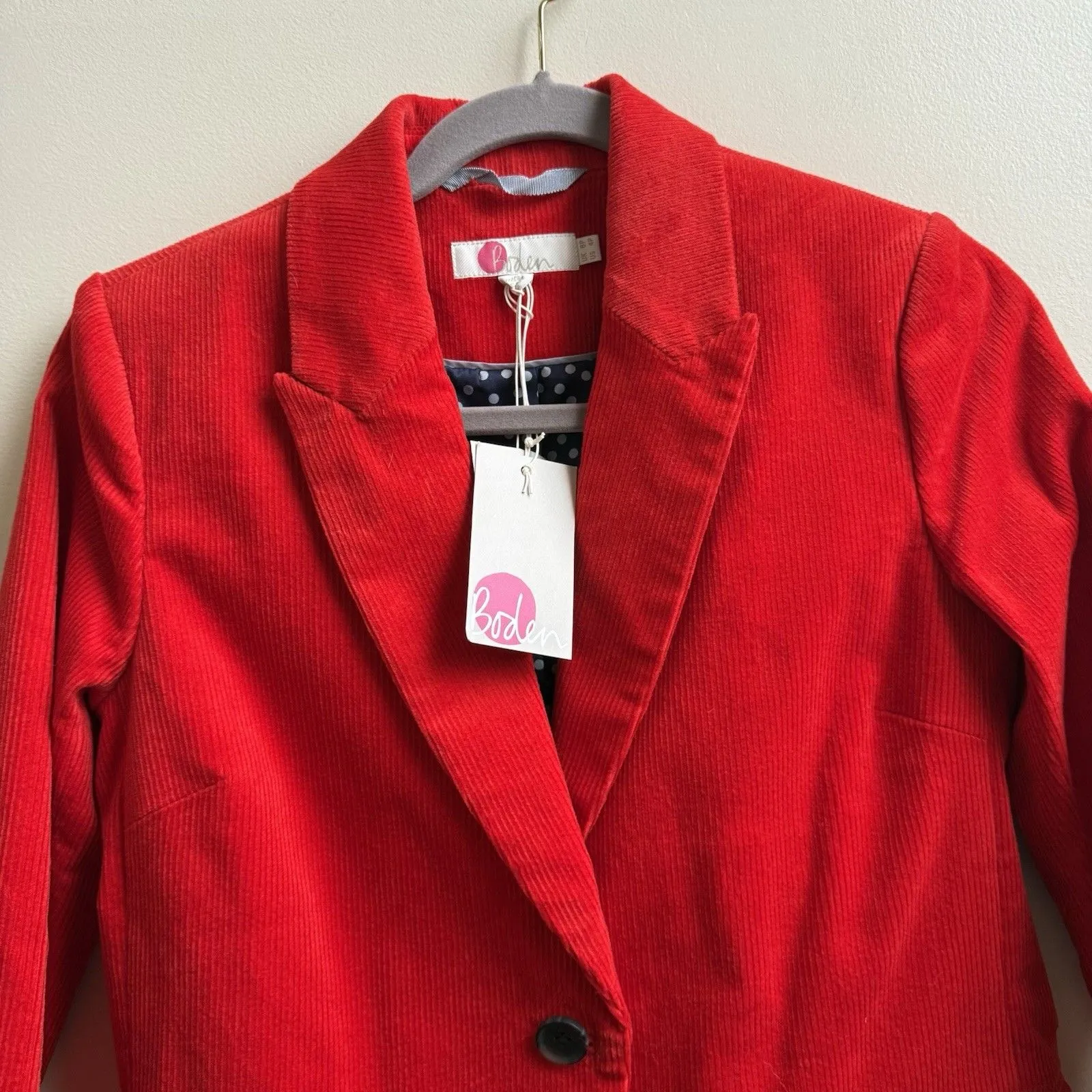 NWT Boden Red Blazer Womens Oxshott Corduroy Cotton Blend Jacket Size 4P New - Image 4