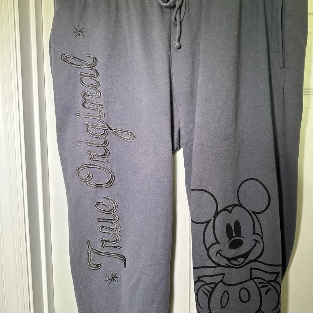 Disney Slate Gray Mickey Mouse Stitched Sweatpants XXL - Image 4