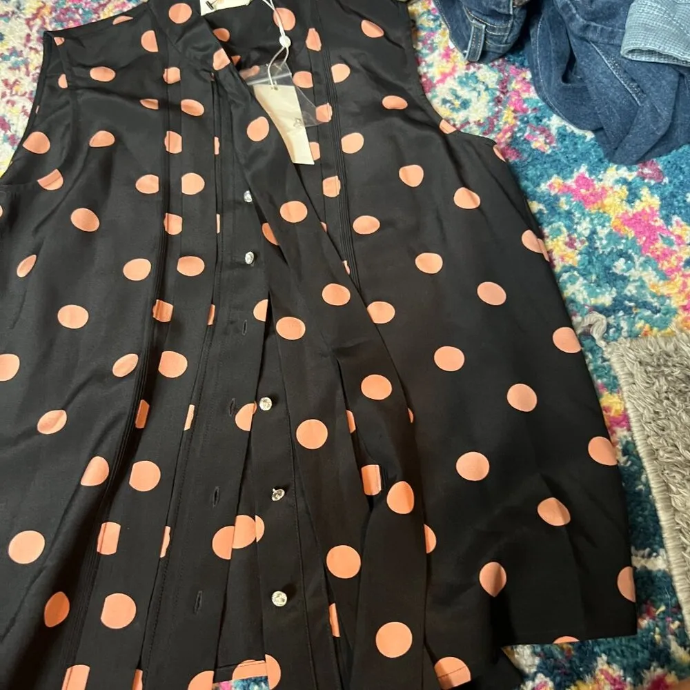 NWT Tory Burch printed bow silk top, size 6 - Image 6