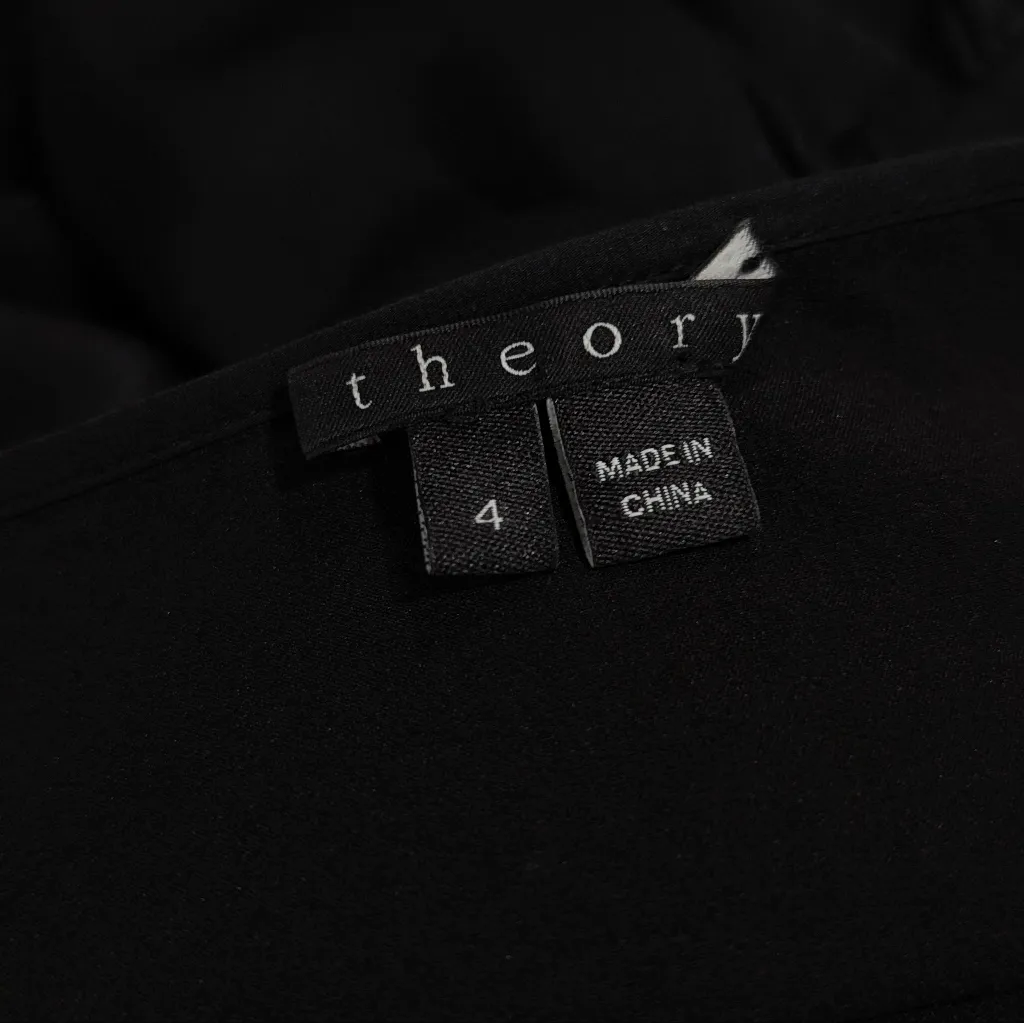 Theory Black Button-Front Midi Silk Dress - Image 6