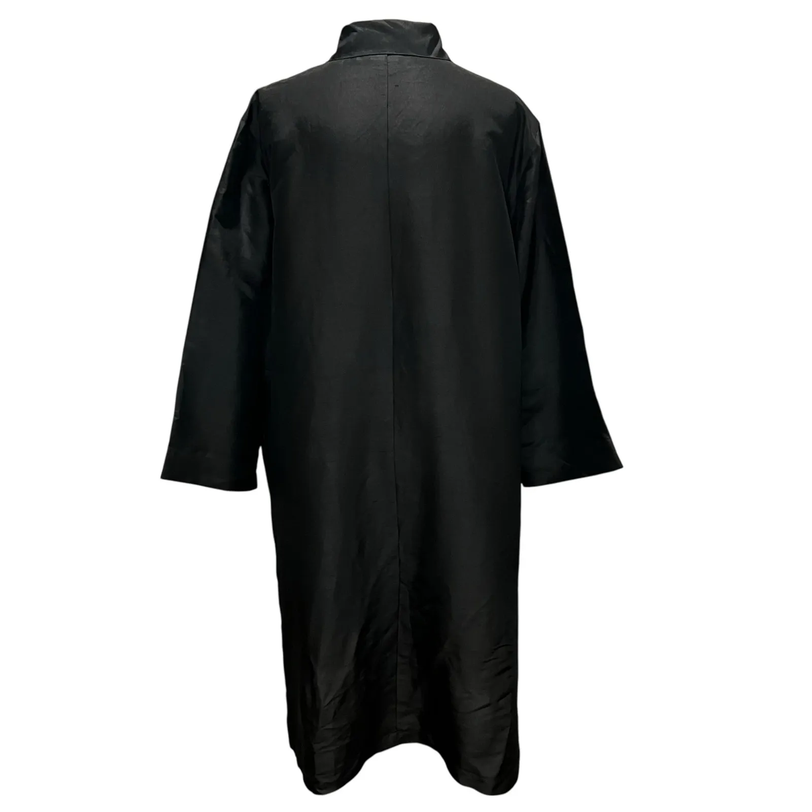 Harve Benard Tunic Shirt Dress 16W Black 100% Silk Button Front Relaxed Lagom - Image 6