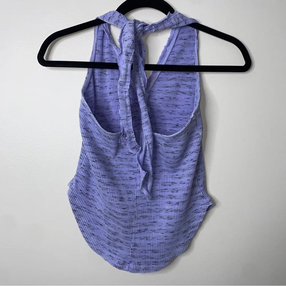 Anthropologie Pilcro Lavender Purple Ribbed Henley Halter Tank Top Small - Image 3