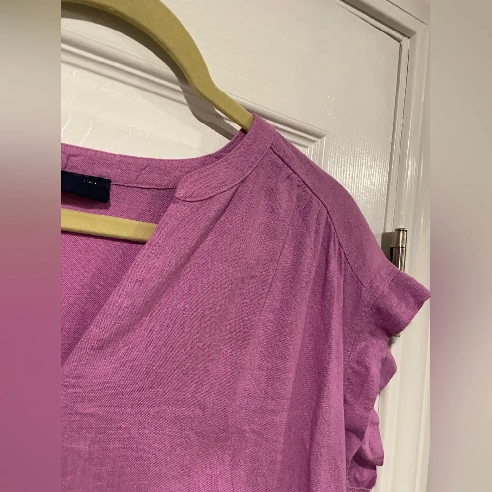 Splendid Size S Lavender V Neck Soft Linen Blend Split Hem Short Sleeve Top - Image 6