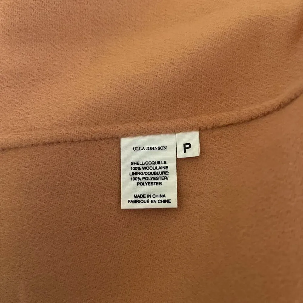 NWOT Ulla Johnson Wool coat Camel Overcoat Size P - Image 7