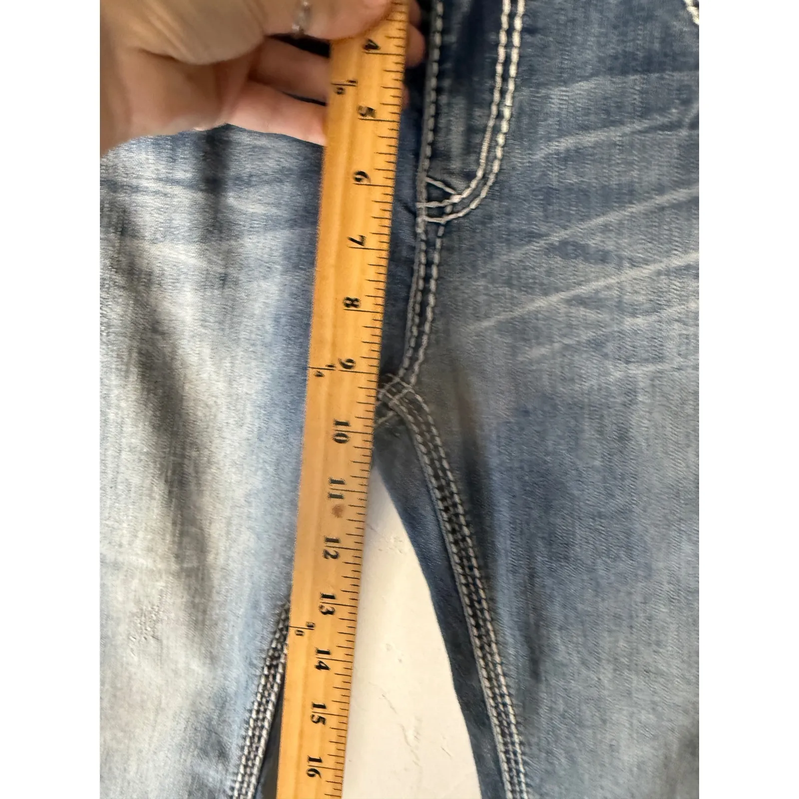 Grace Easy Fit Women's Blue Wash Denim Cropped Capri Jeans Size 30 Western - Image 6