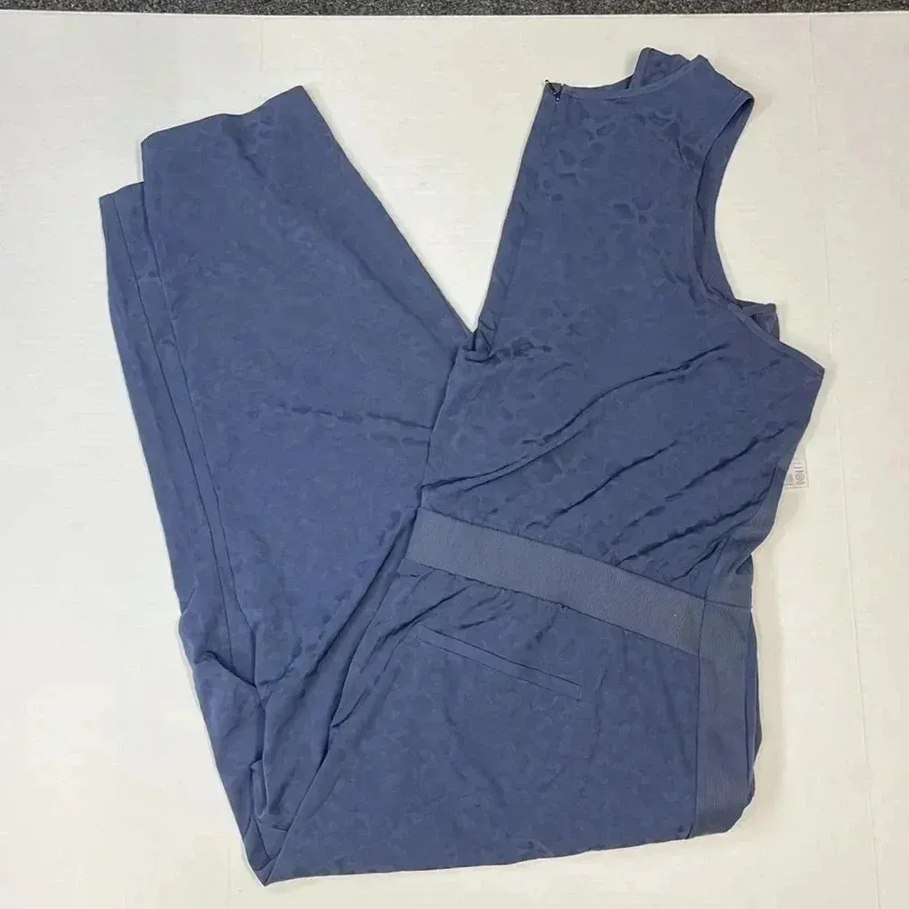 Athleta Brooklyn Jumpsuit Womens Plus Size 26 NWT Blue Leopard Stretch - Image 6