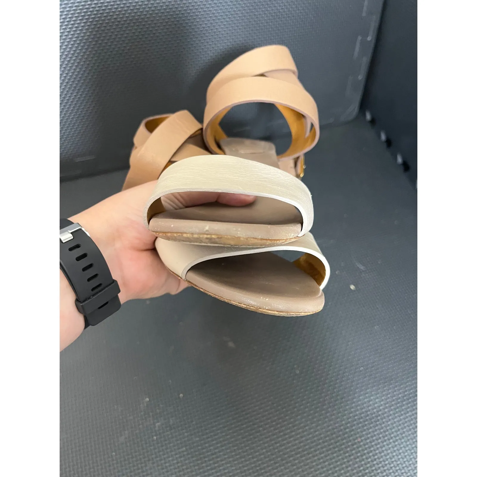 Chloe 2-Tone Wrap-Around Nude Brown Sandals Leather Italy Womens Size 38 US‎ 8 - Image 8