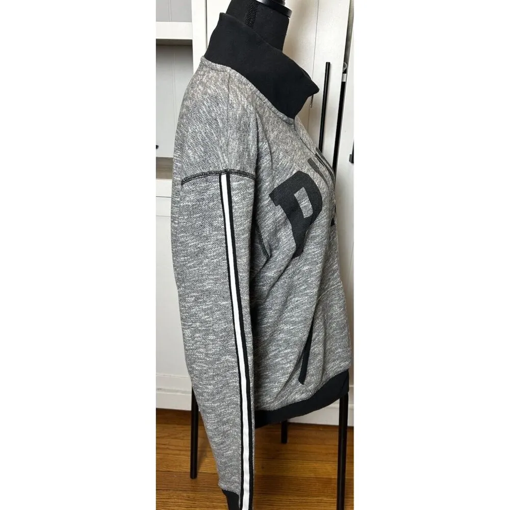 VS PINK LIMITED EDITION Size M Half Zip Long Sleeve Pullover‎ Gray Pinstripe - Image 8