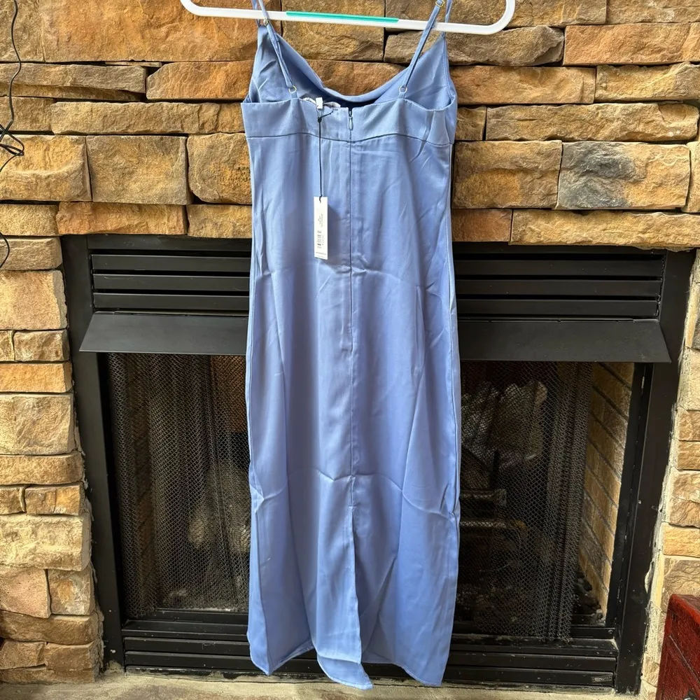 WeWoreWhat Elegant Blue Satin Cowl midi Slip Dress spaghetti straps XS summer - Image 3