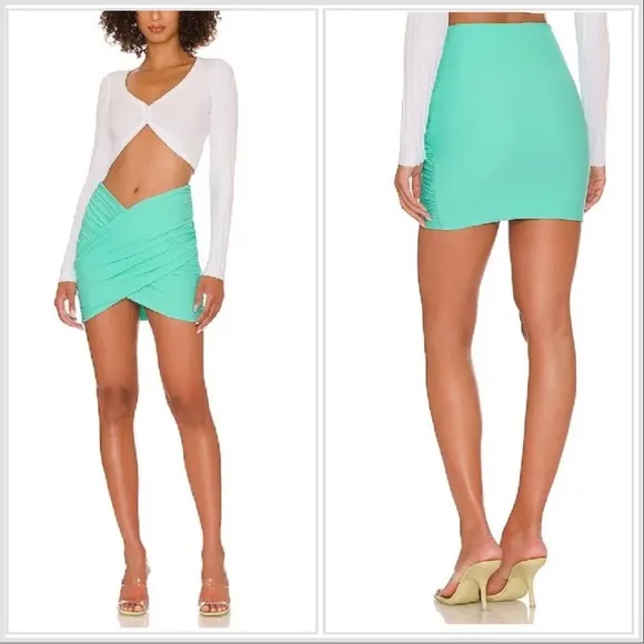 superdown  Lessie V-Mini Skirt Turquoise size M - Image 2