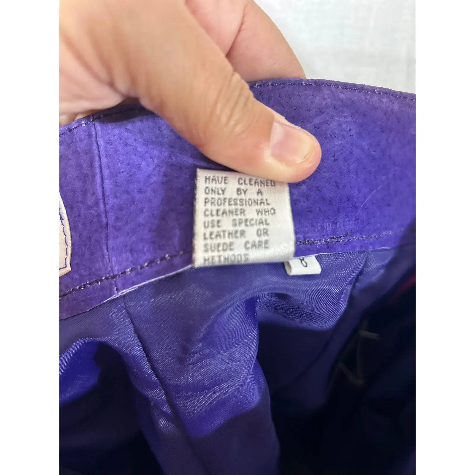 Vintage San Remo Leather Shorts 8 Purple Pleated Long Mom Lined Pebbled Suede - Image 12